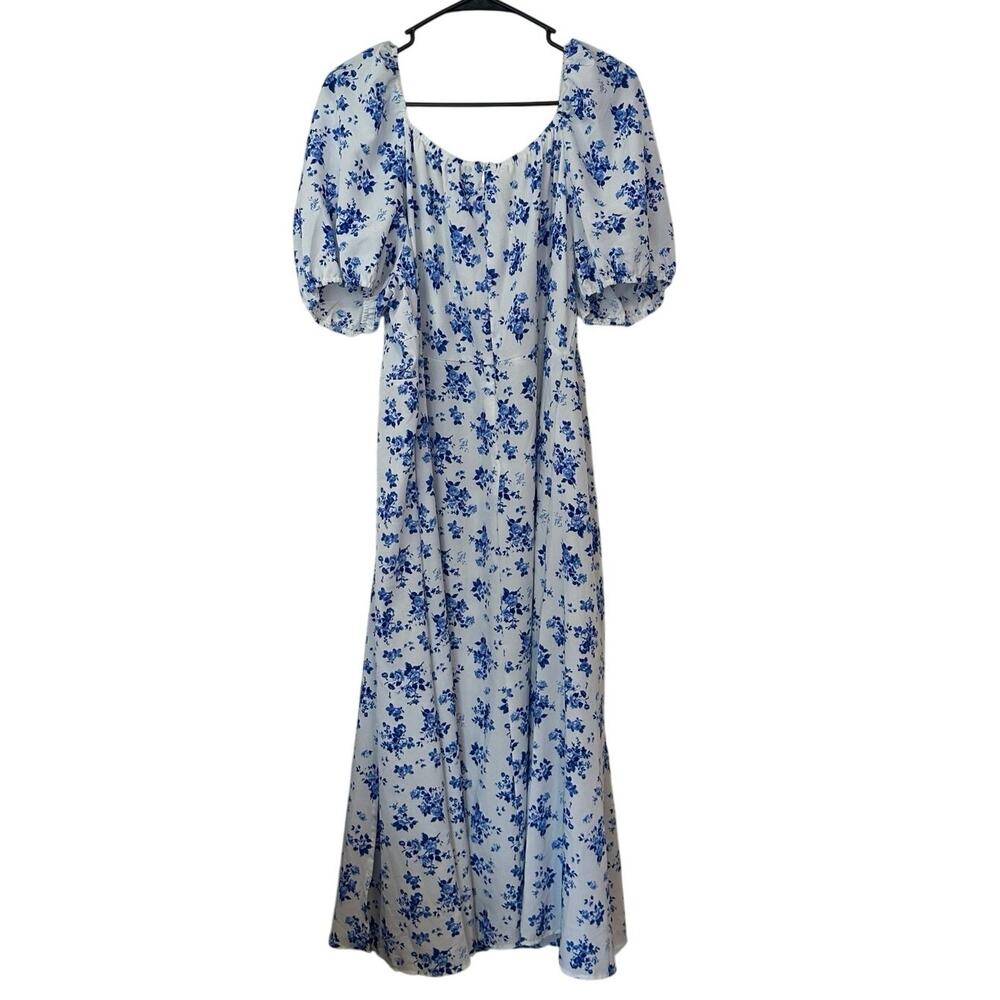 SHEIN Puff Sleeve Floral Milkmaid Maxi Dress Size 3X Peasant Split Thigh - Picture 2 of 9